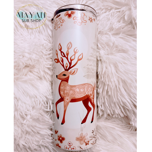 Red Reindeer 20 oz. Skinny Tumbler - Mayan Sub Shop