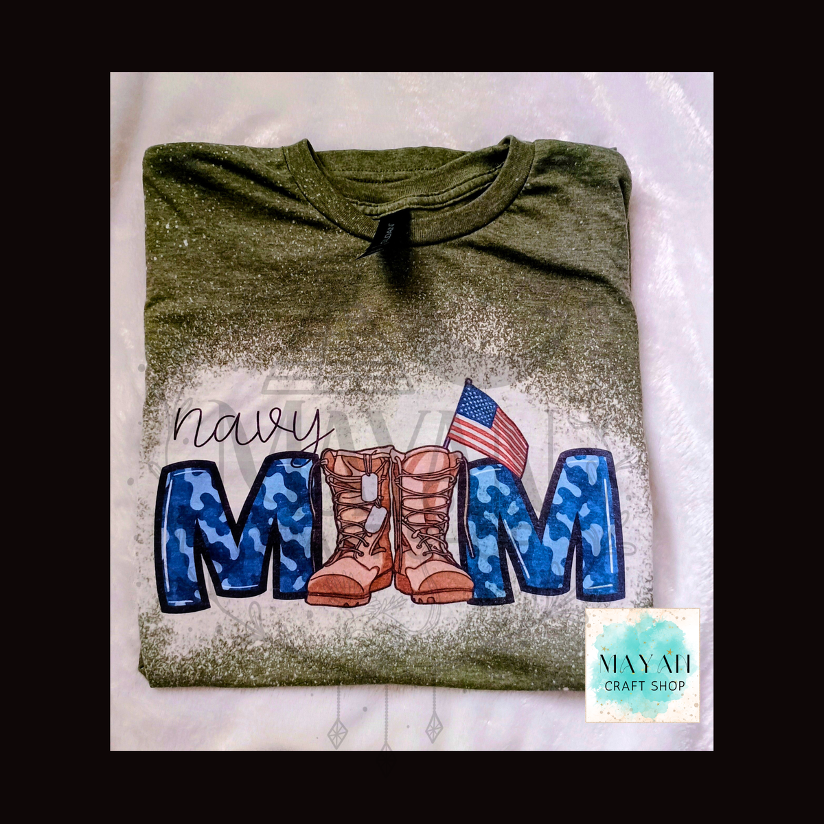 Navy Mom Bleached Shirt
