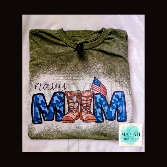 Navy Mom Bleached Shirt