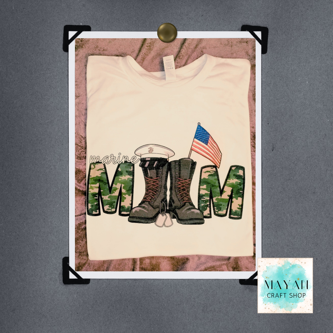 Marine mom white shirt sample. 