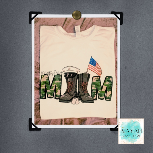 Marine mom white shirt sample. 