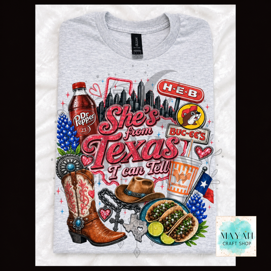 Ash grey shirt She's from Texas shirt.