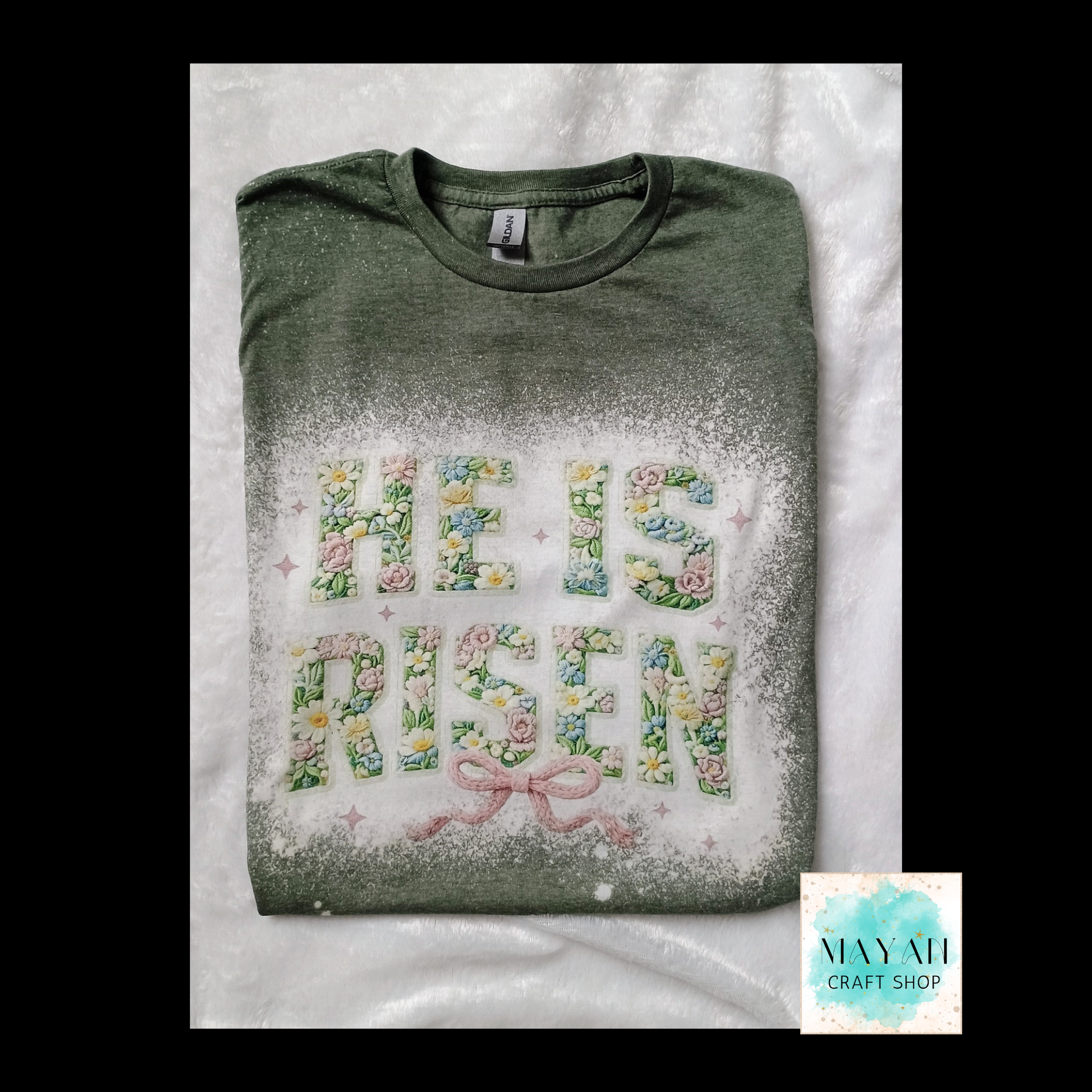 He is Risen Bleached Shirt - Mayan Craft Shop