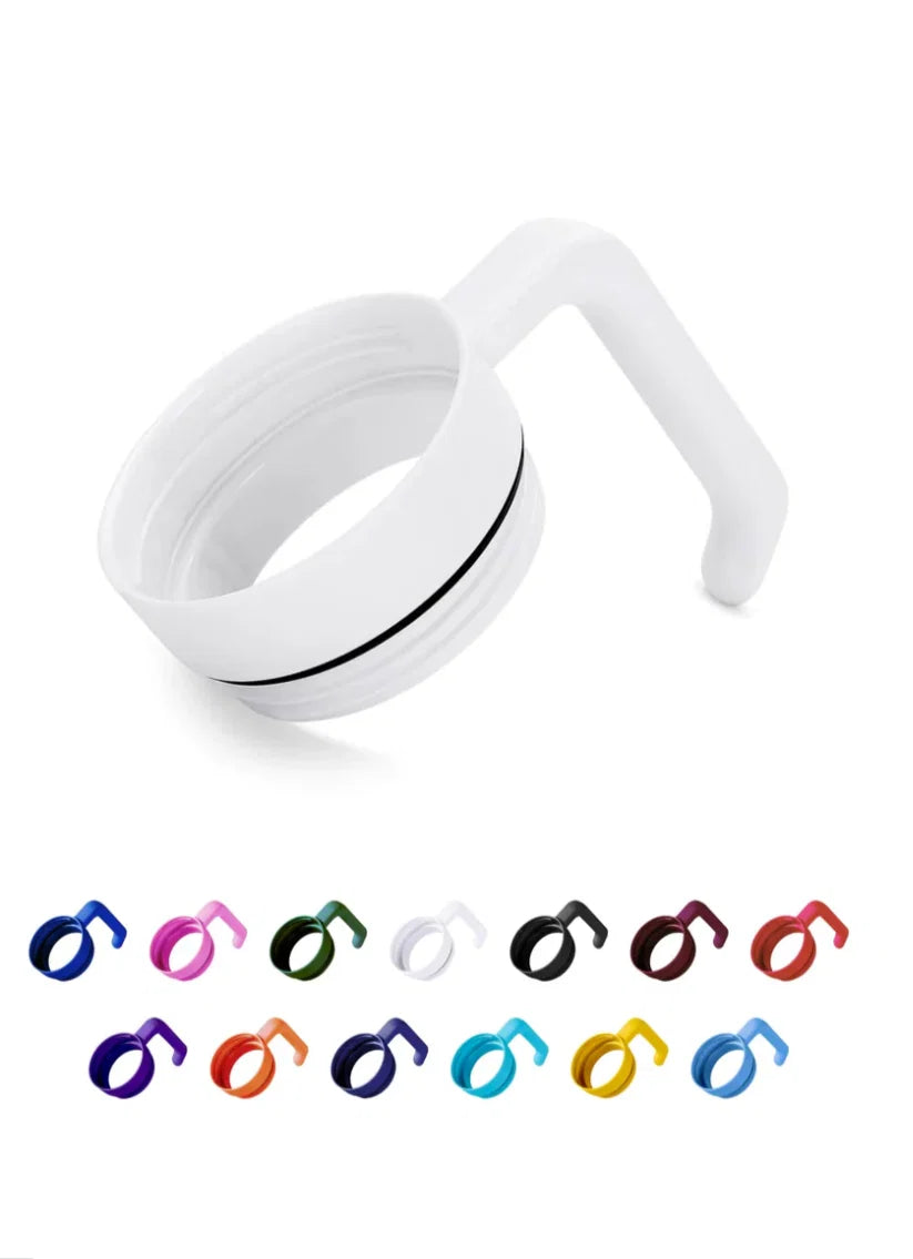 A white plastic bottle cap lifter tool with a curved handle, shown on a white background with ten smaller color options displayed along the bottom.