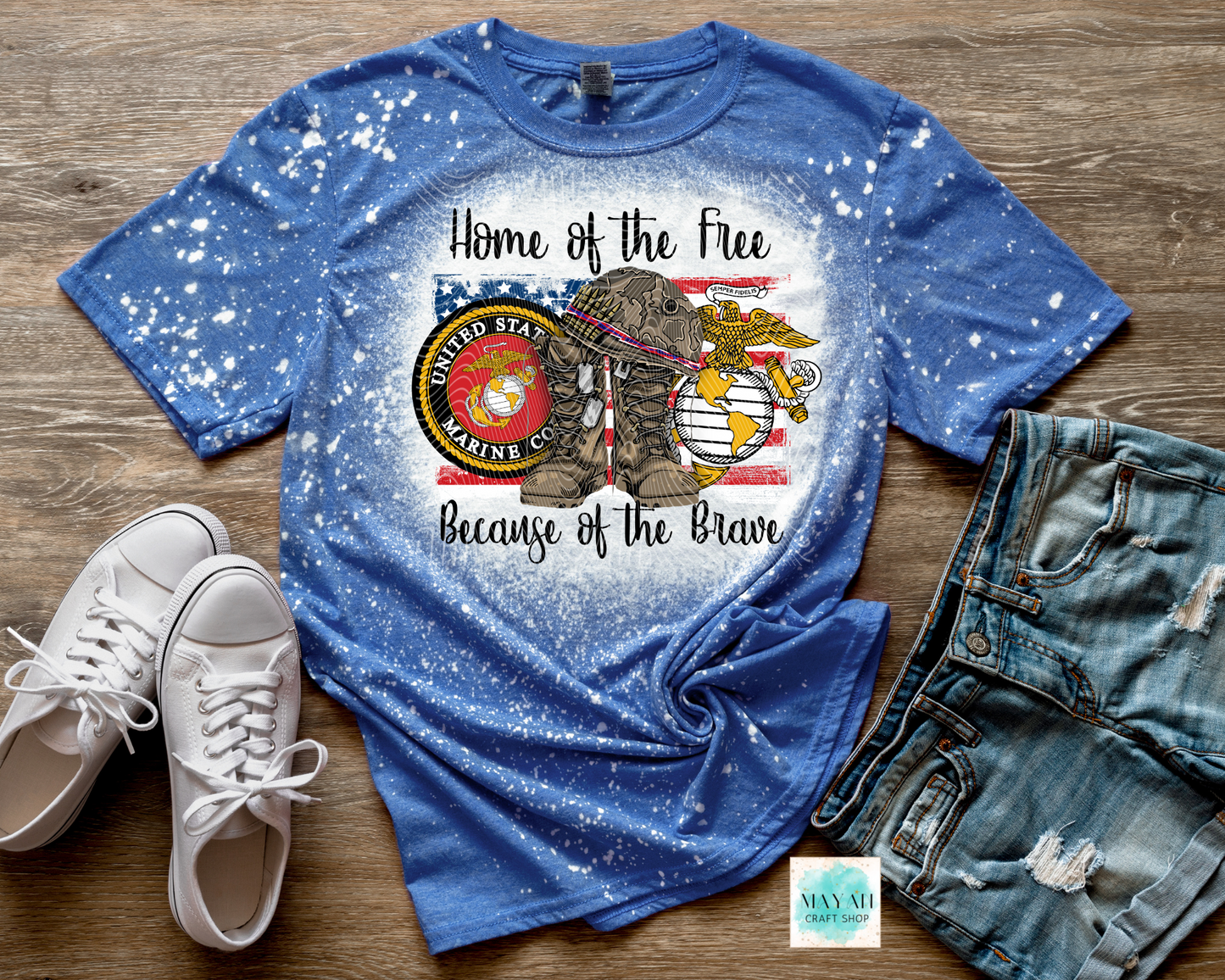 Home of the Free Marine Bleached Shirt - Mayan Craft Shop