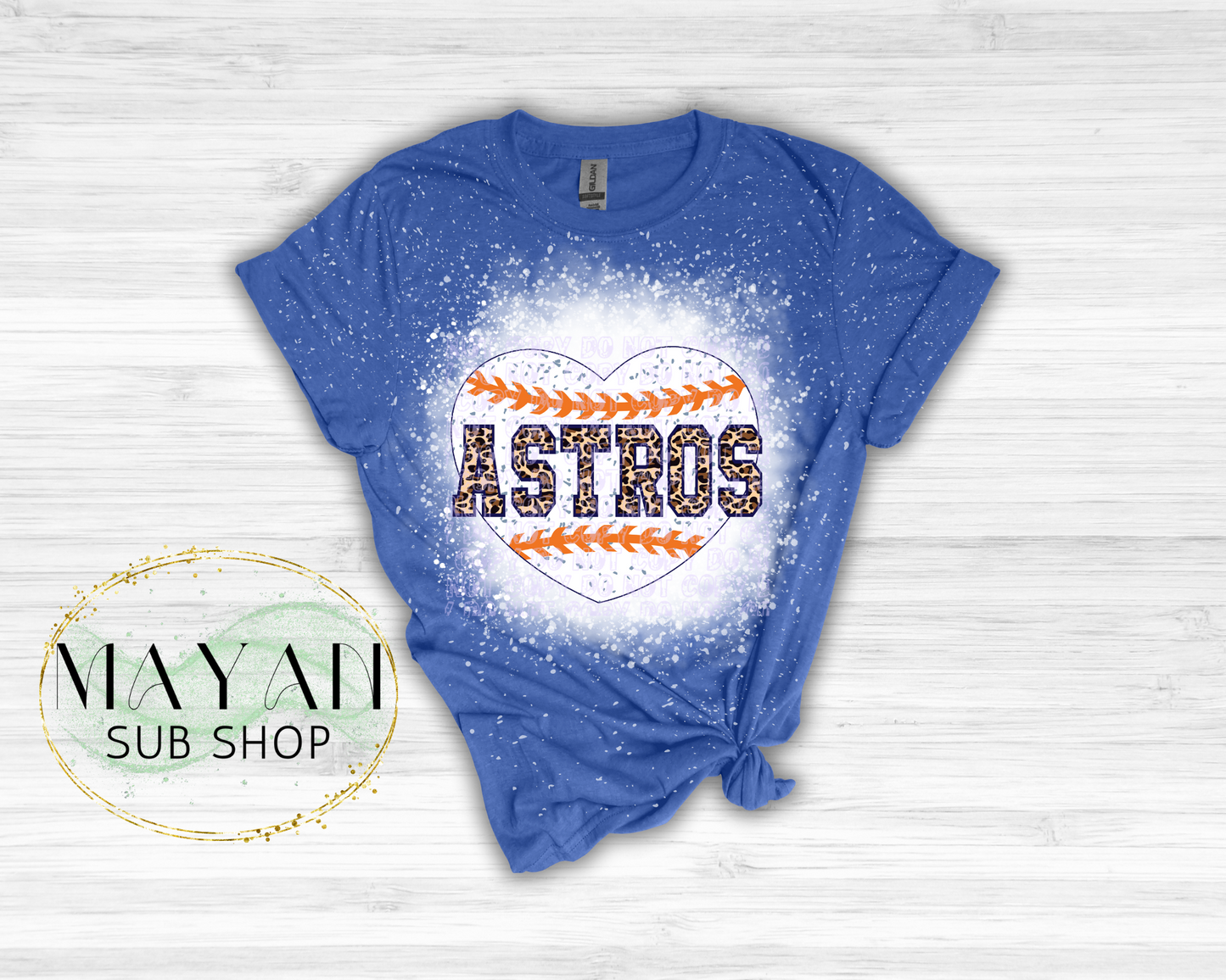 Astros Baseball Heart Bleached Shirt - Mayan Sub Shop