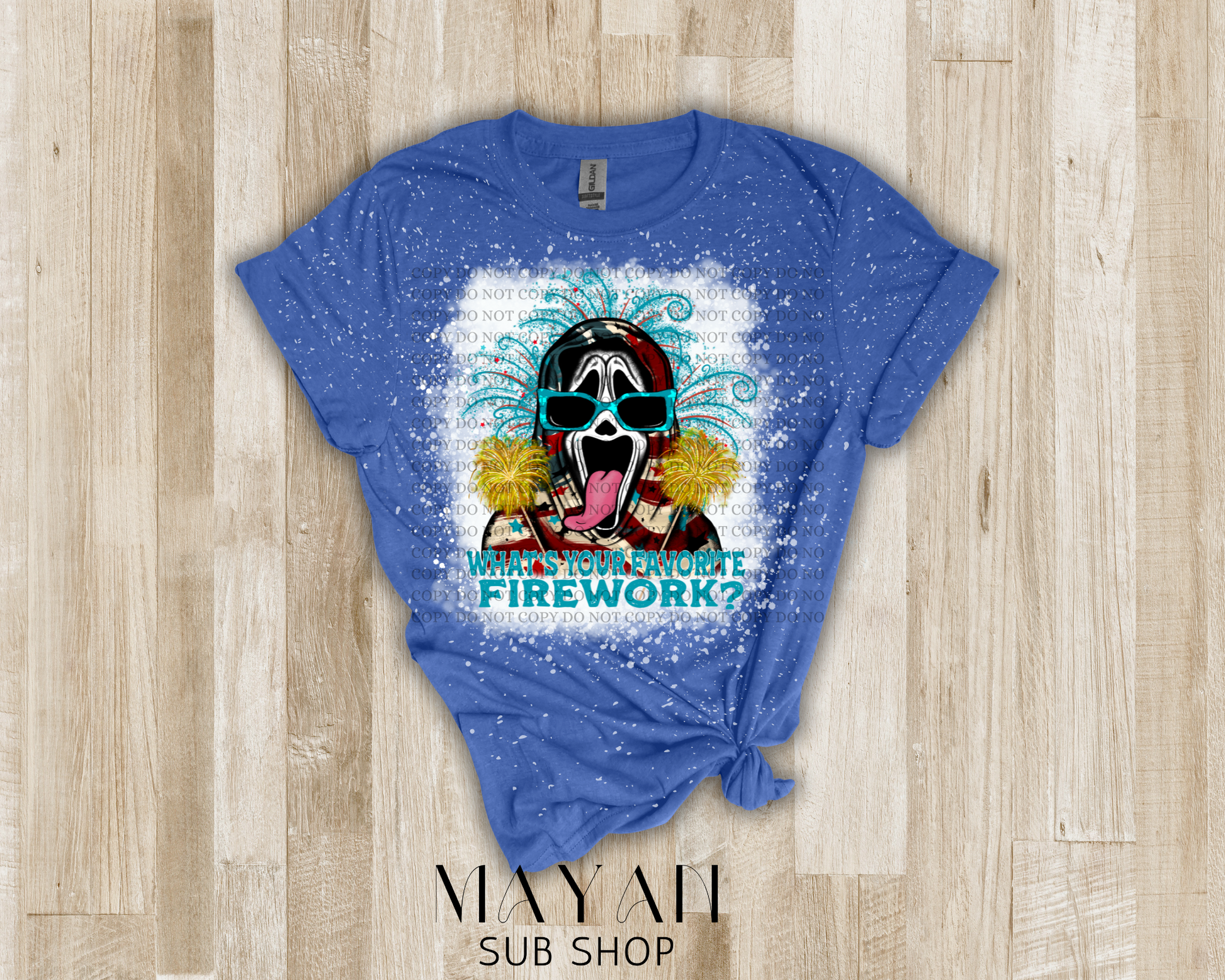 Favorite fireworks bleached shirt - Mayan Sub Shop