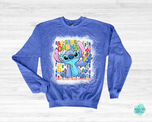 Blue sweatshirt with cartoon character and text on a white background