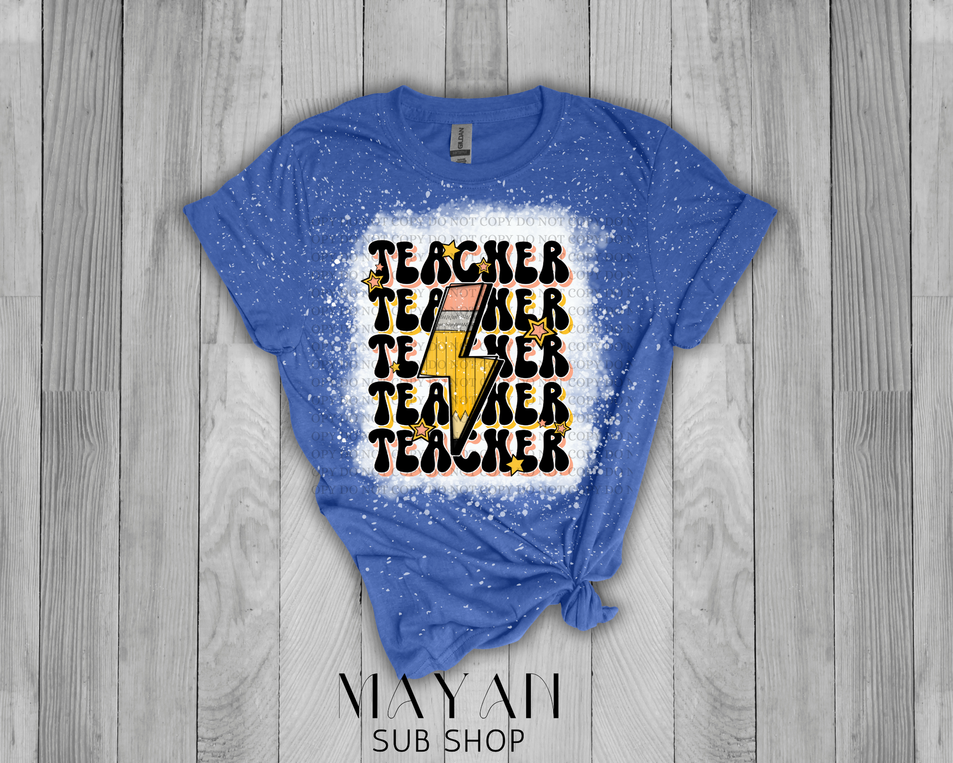 Teacher Stacked Retro Bleached Shirt - Mayan Sub Shop