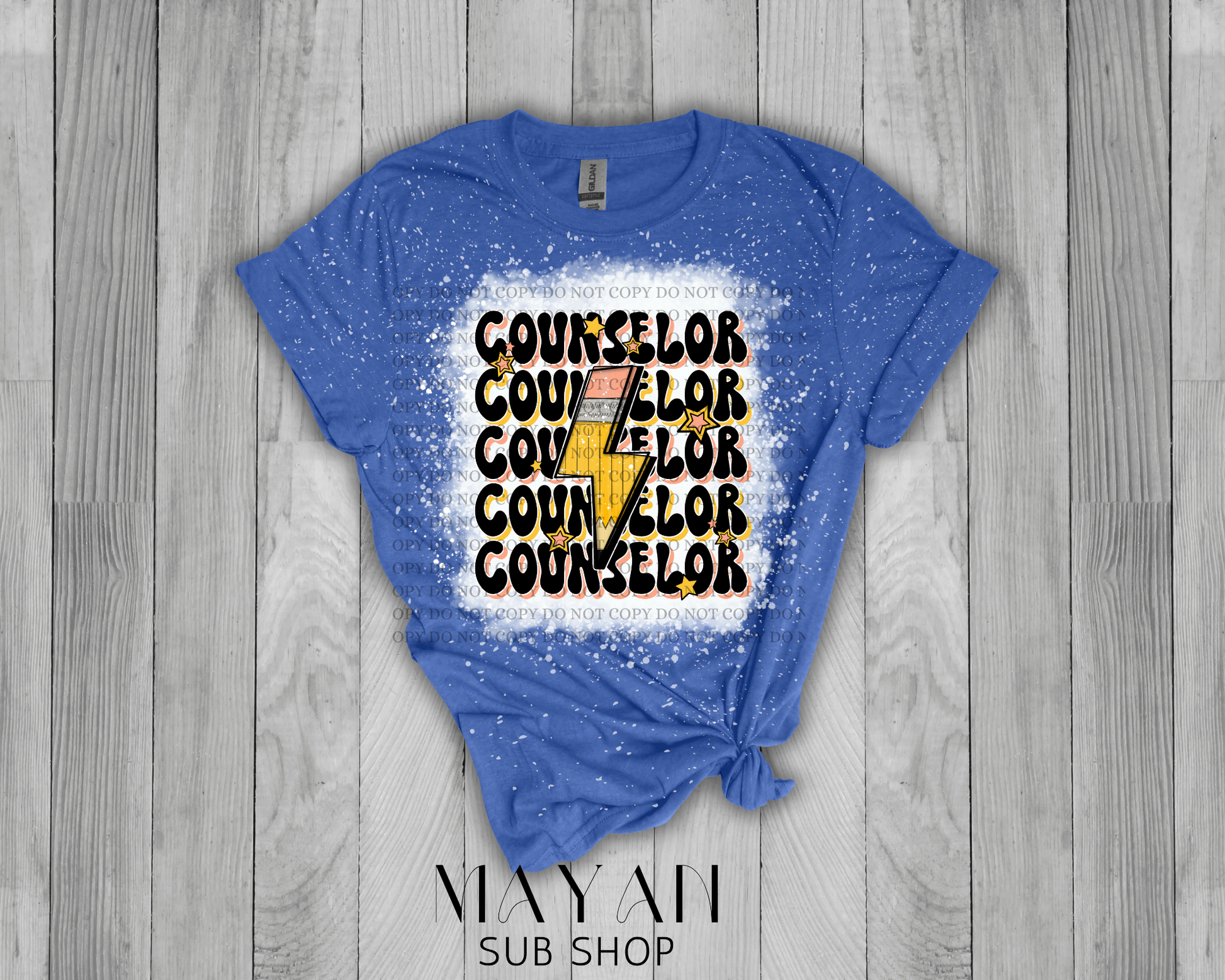 Counselor Stacked Retro Bleached Shirt - Mayan Sub Shop