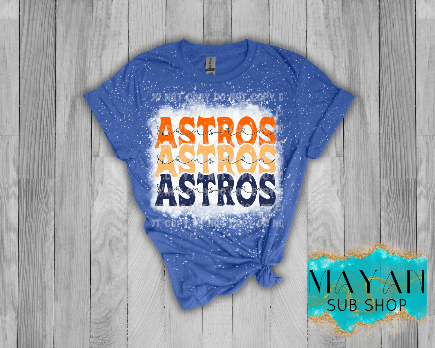 Astros Stacked Bleached Shirt - Mayan Sub Shop