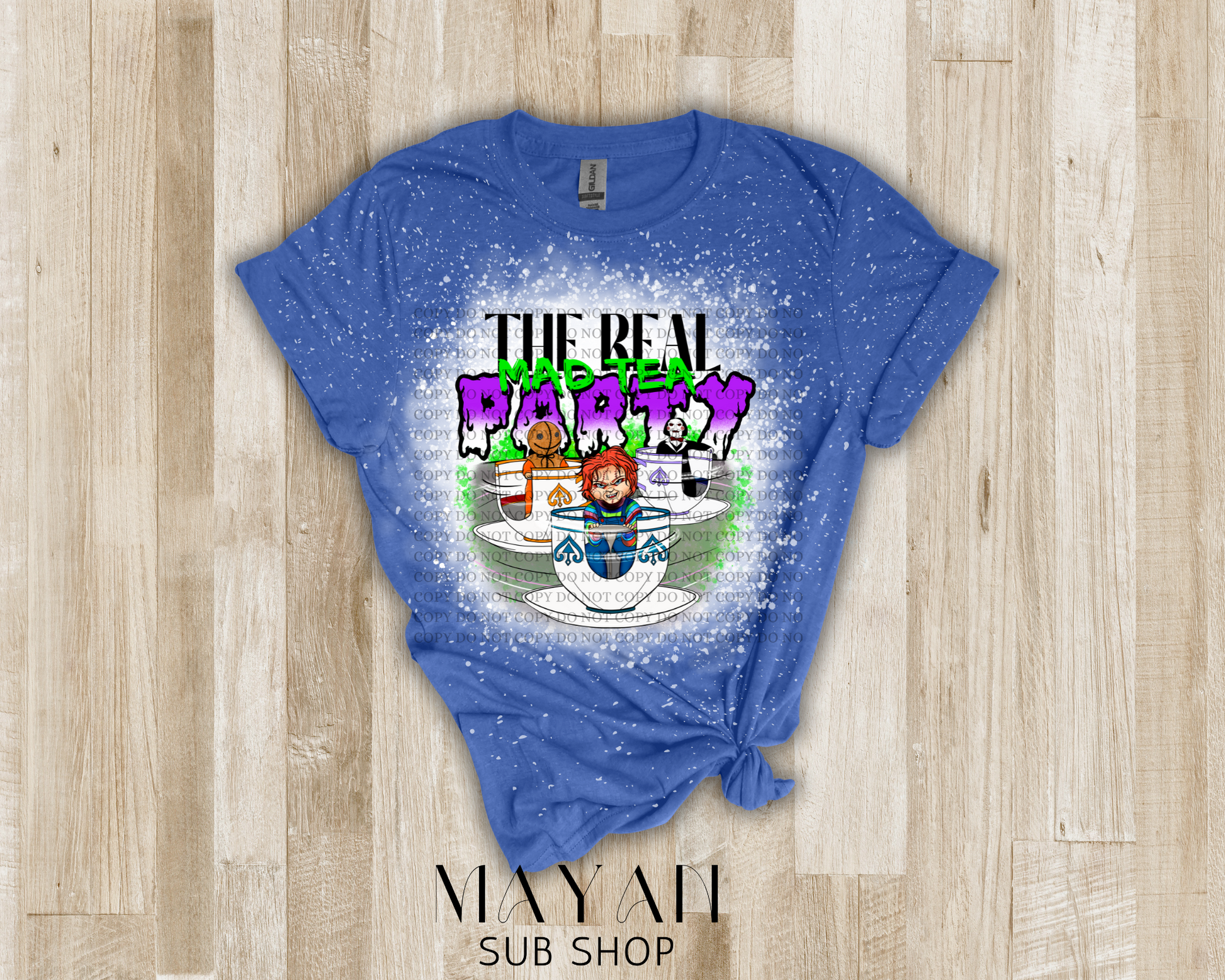 The real mad tea party bleached shirt - Mayan Sub Shop