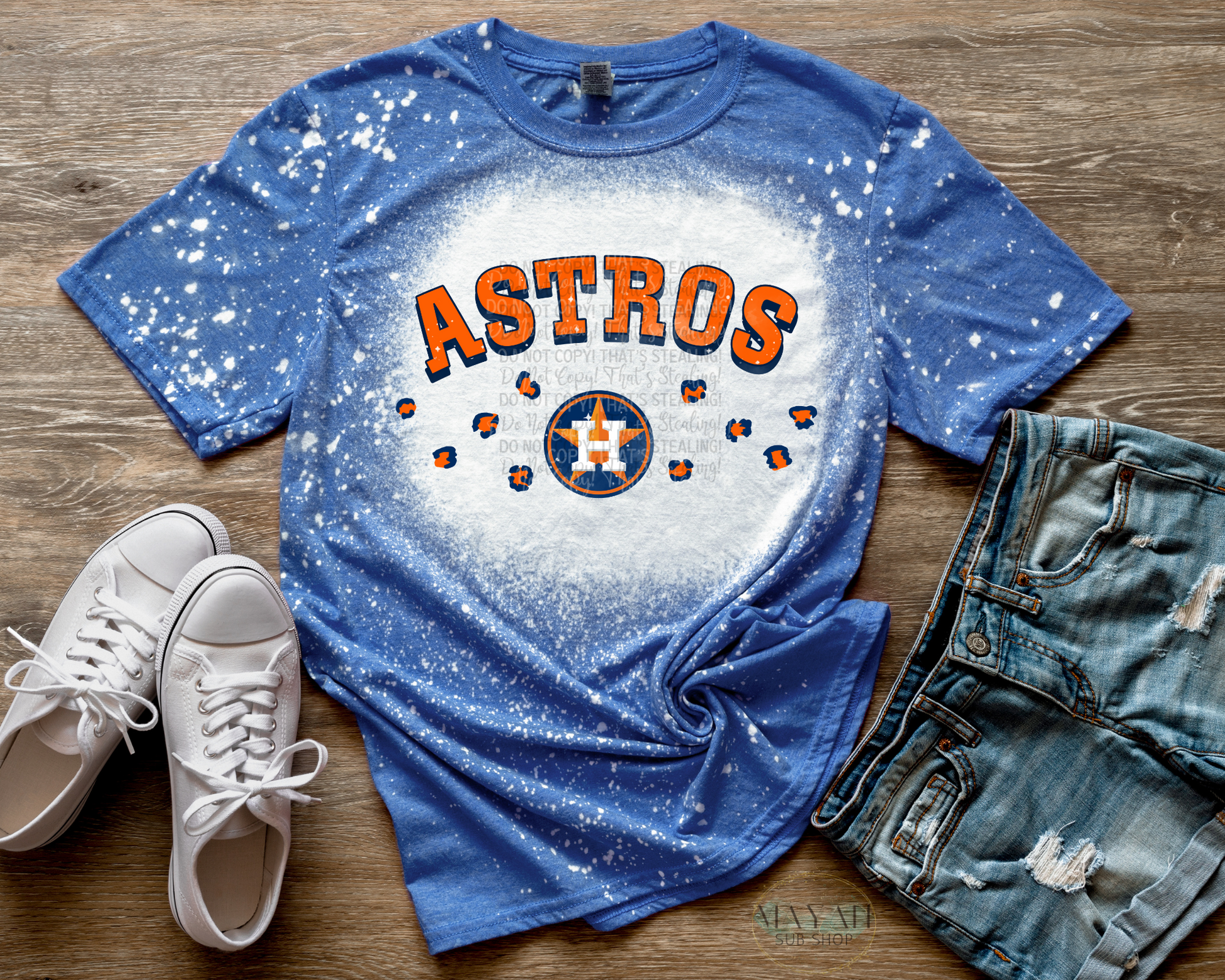 Astros Leopard Bleached Tee - Mayan Sub Shop