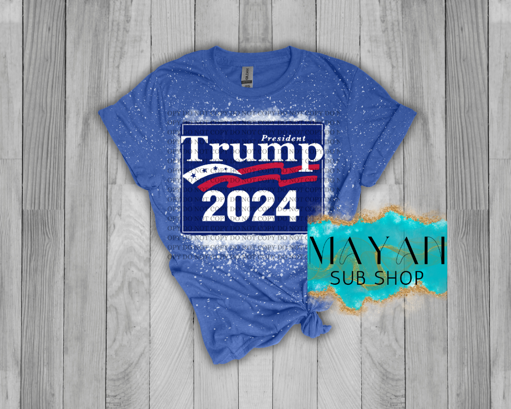 Trump 2024 Blue Bleached Shirt - Mayan Sub Shop