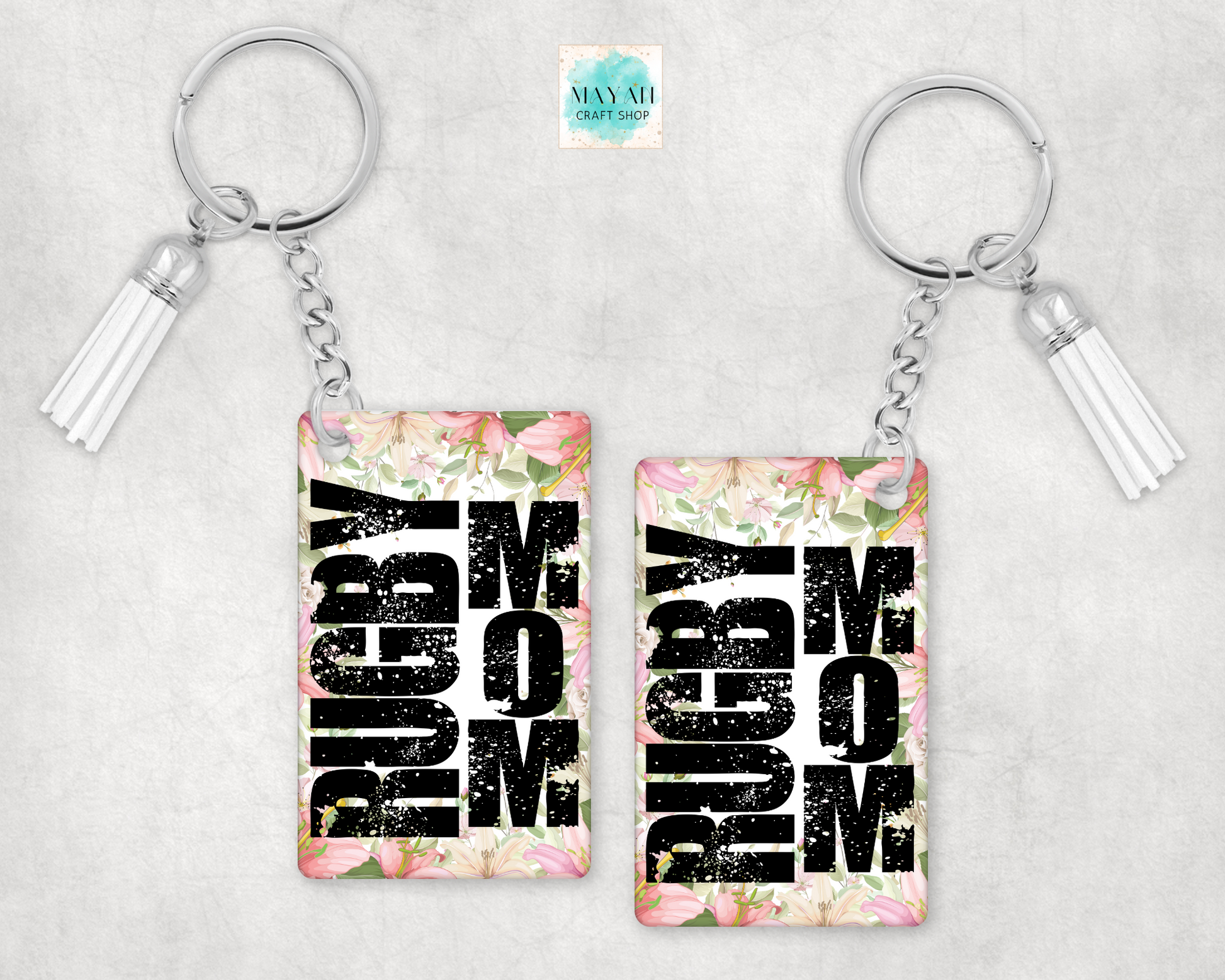 Rugby mom key chain. -Mayan Craft Shop