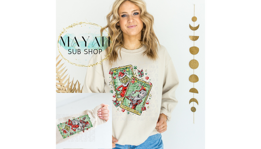 Christmas Santa's tarot card sweatshirt. -Mayan Sub Shop