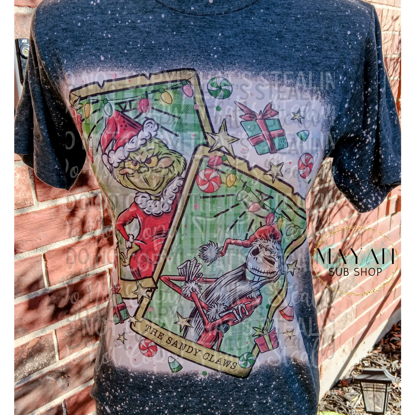 Santa's Tarot Cards Bleached Shirt - Mayan Sub Shop