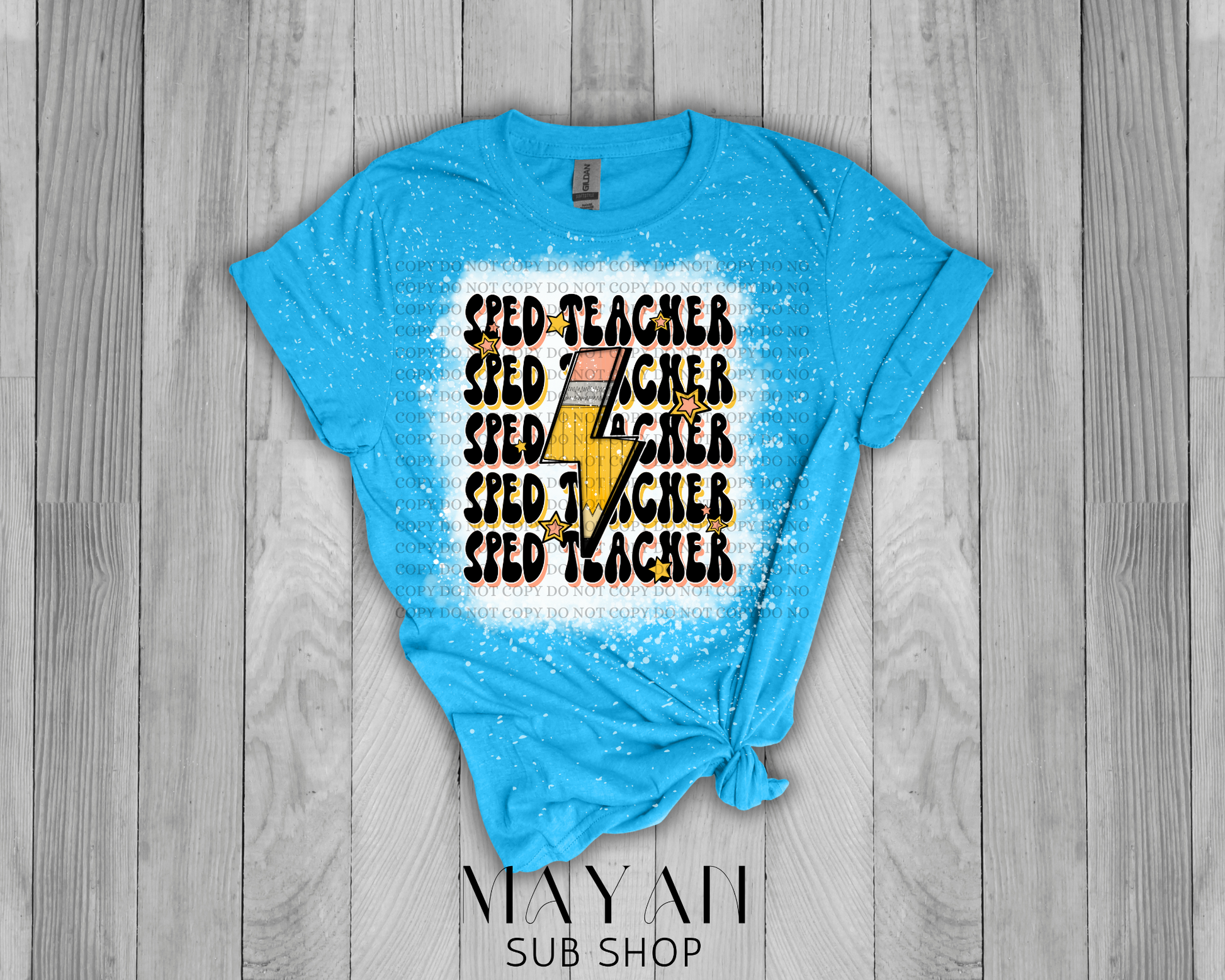 SPED-Teacher Stacked Retro Bleached Shirt - Mayan Sub Shop