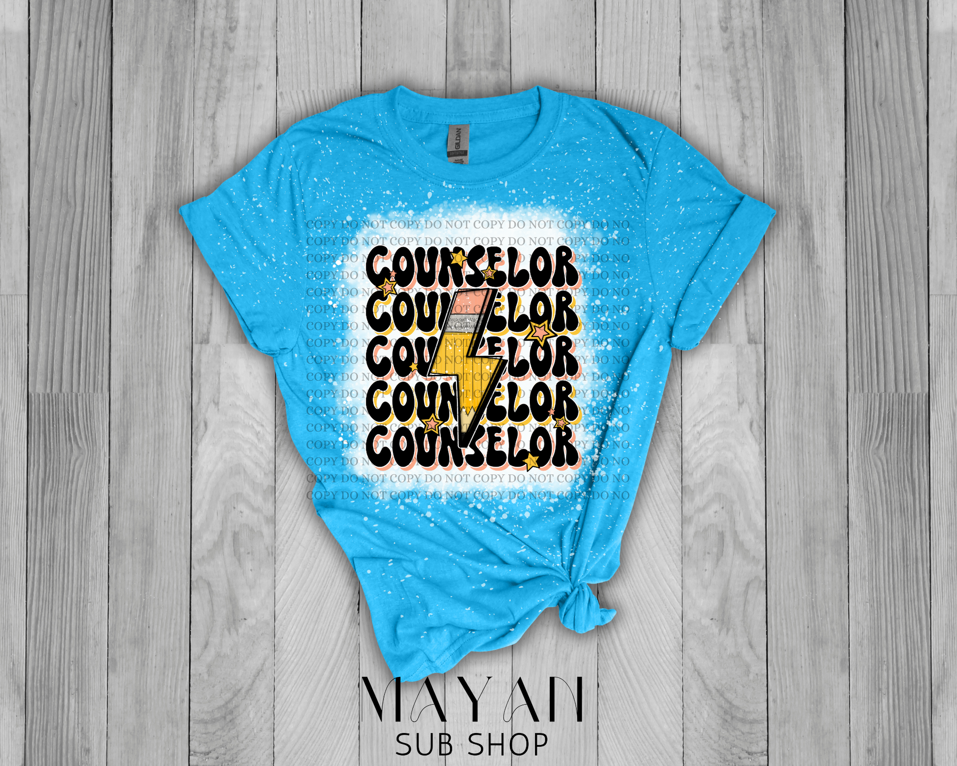 Counselor Stacked Retro Bleached Shirt - Mayan Sub Shop