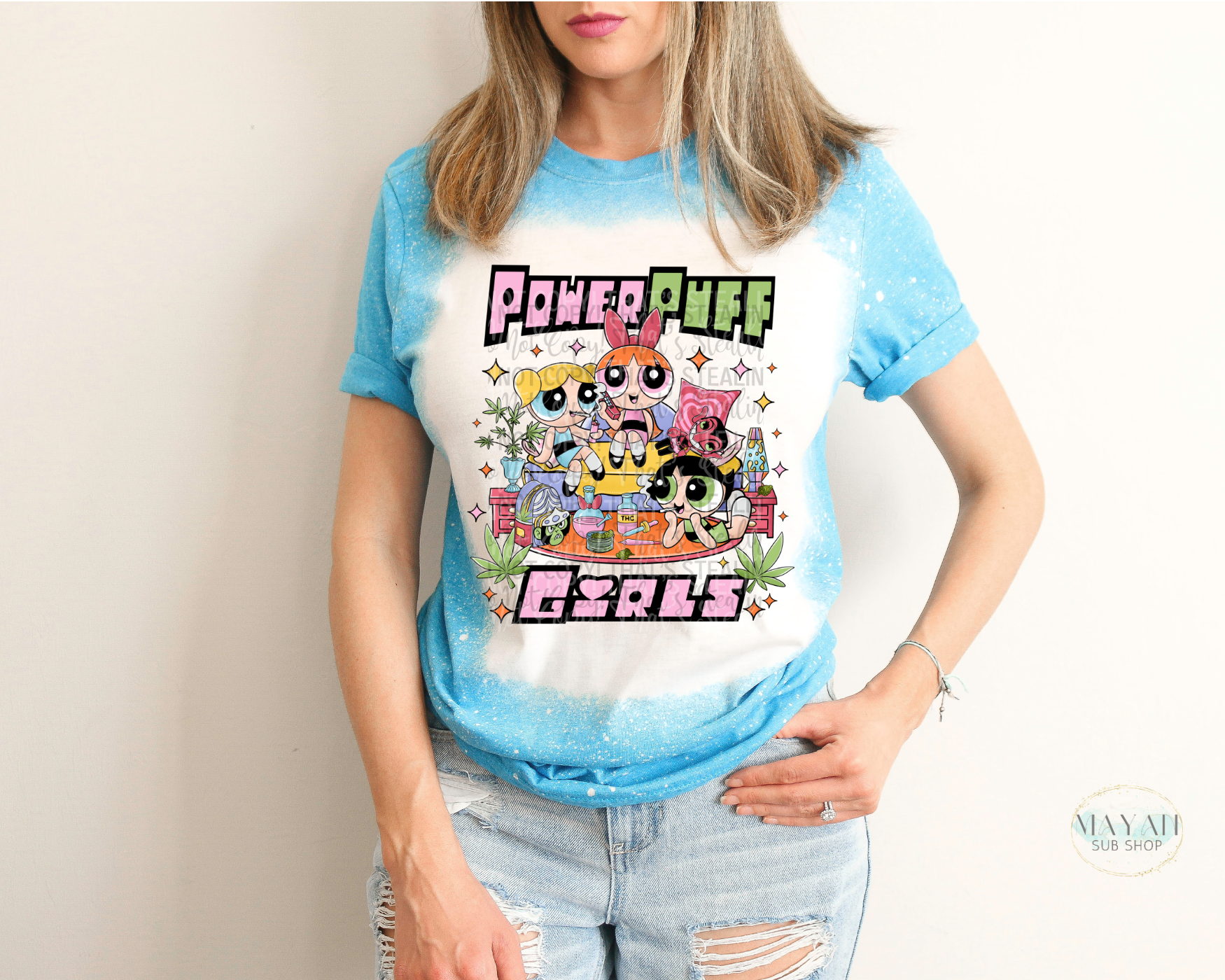 Puff Girls Bleached Tee - Mayan Sub Shop