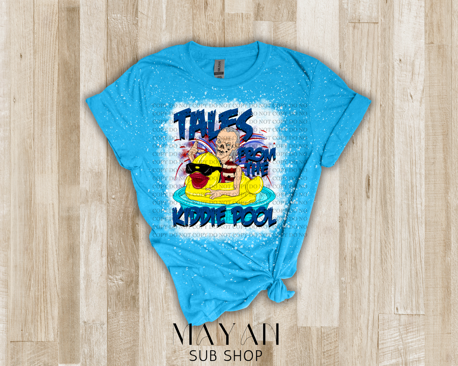 Tales from the kiddie pool bleached shirt - Mayan Sub Shop