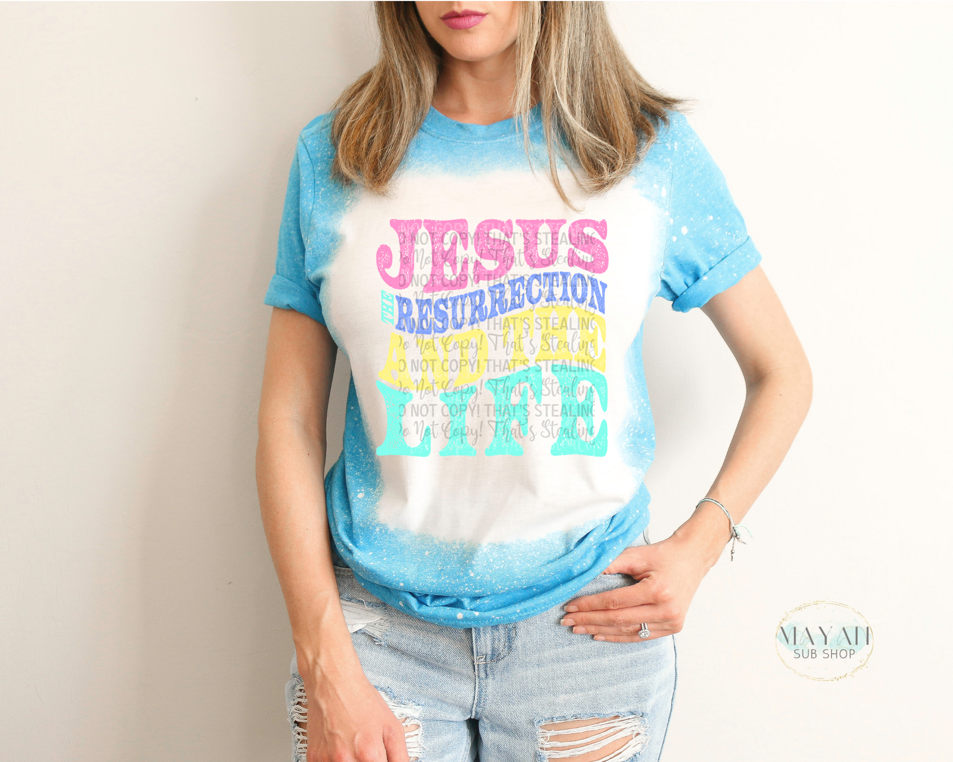 Jesus Resurrection Life Bleached Tee - Mayan Sub Shop