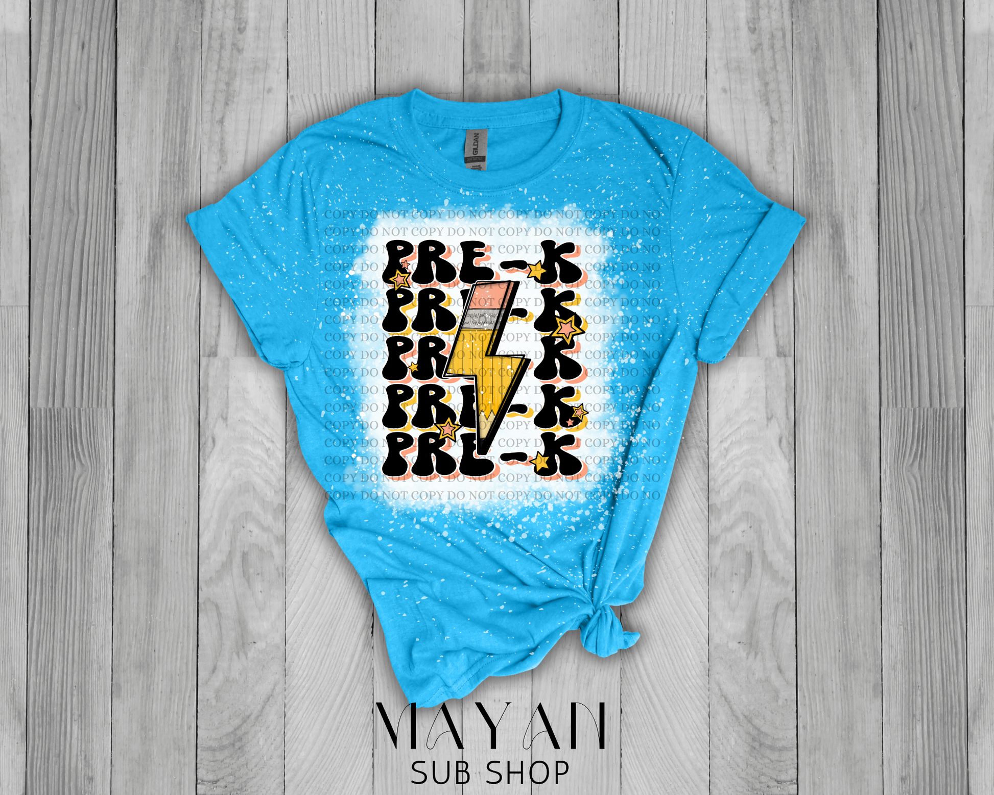 Pre-K Teacher Retro Bleached Shirt - Mayan Sub Shop