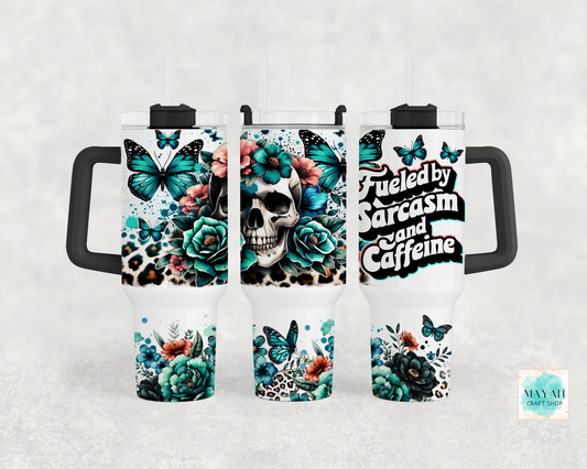 Sarcasm and Coffee 40 oz tumbler. -Mayan Craft Shop