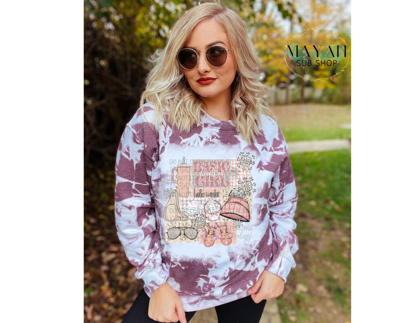 Basic winter girl bleached sweatshirt. -Mayan SUb Shop