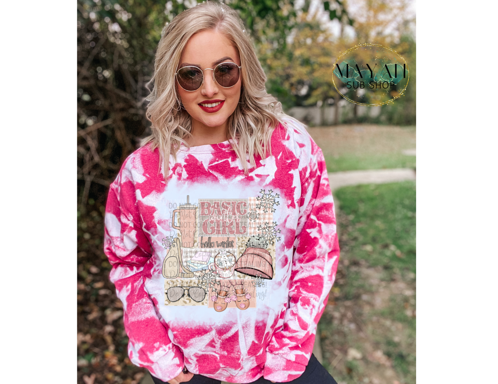 Basic Winter Girl Bleached Sweatshirt - Mayan Sub Shop