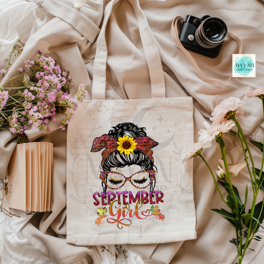 September Girl canva tote bag.