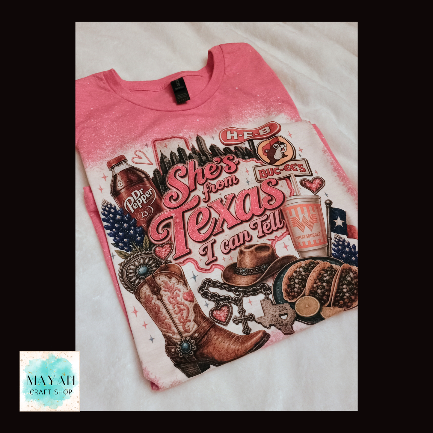 She's From Texas Bleached Shirt - Mayan Craft Shop