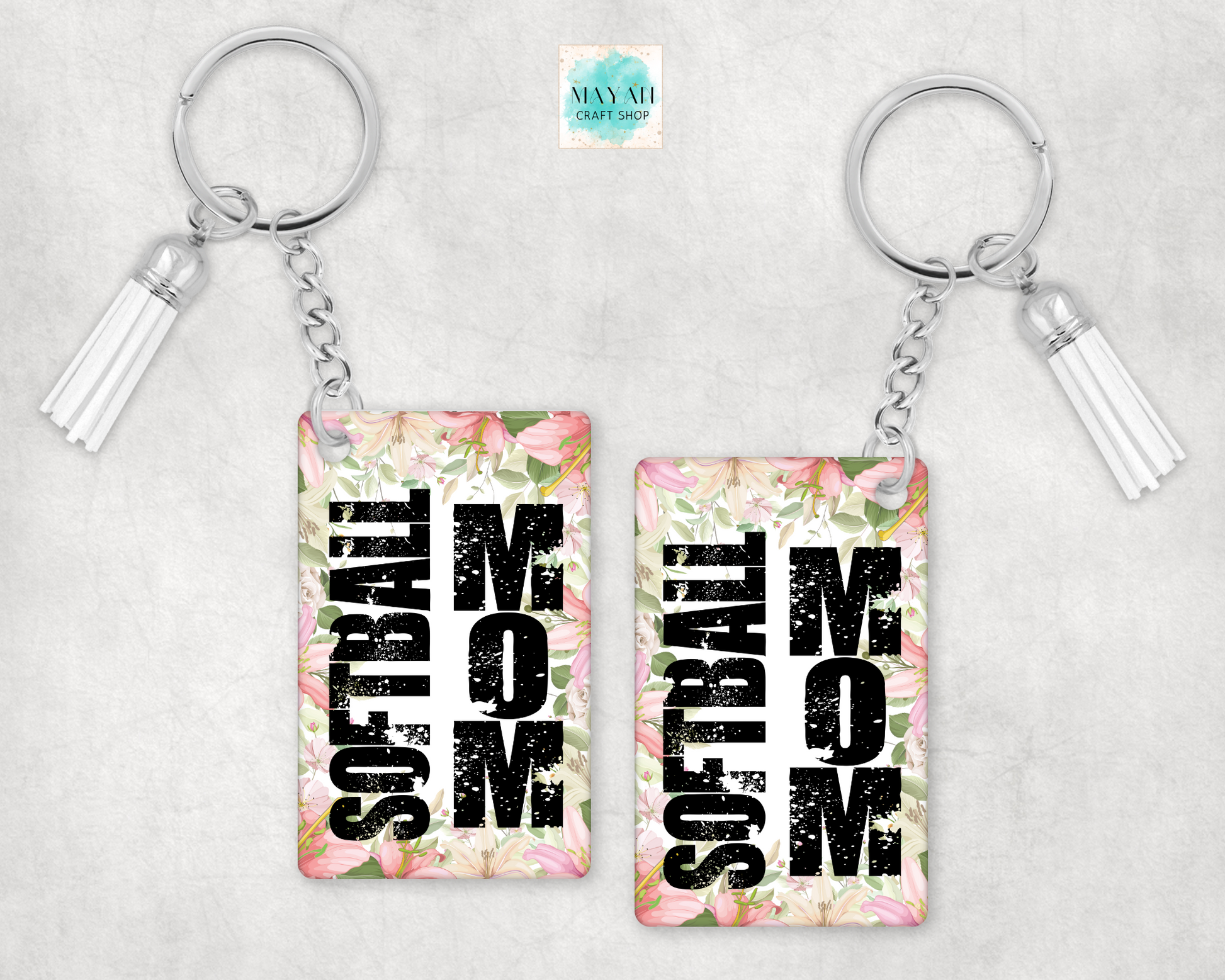 Softball mom key chain. -Mayan Craft Shop