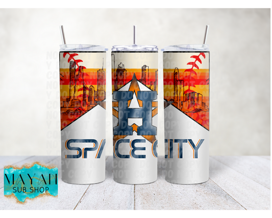 Space city vintage 20 oz. skinny tumbler. -Mayan Sub Shop