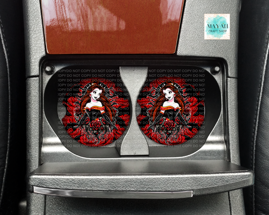 spooky princess in car coasters. -Mayan Craft Shop