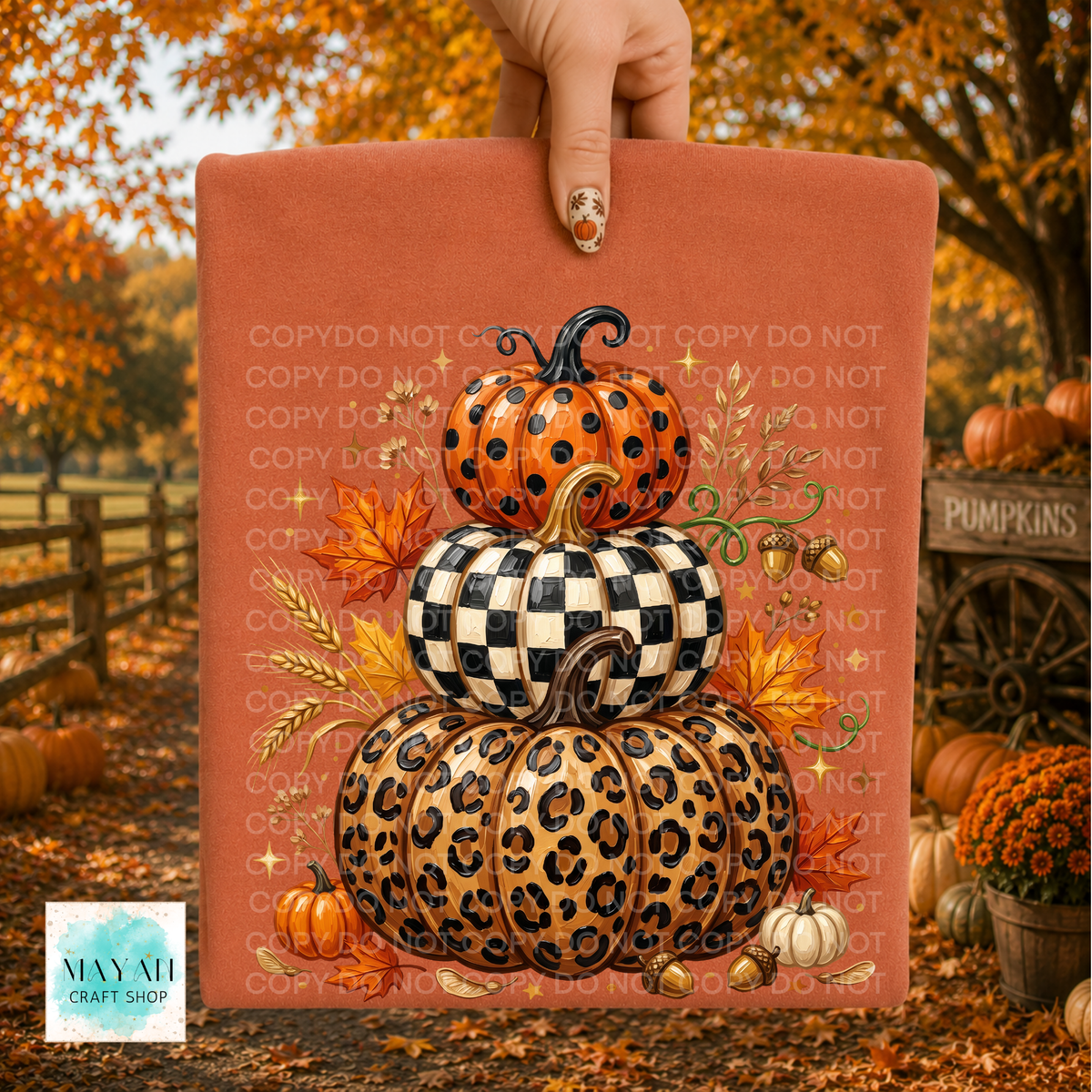Stacked pumpkins fall dtf shirt.