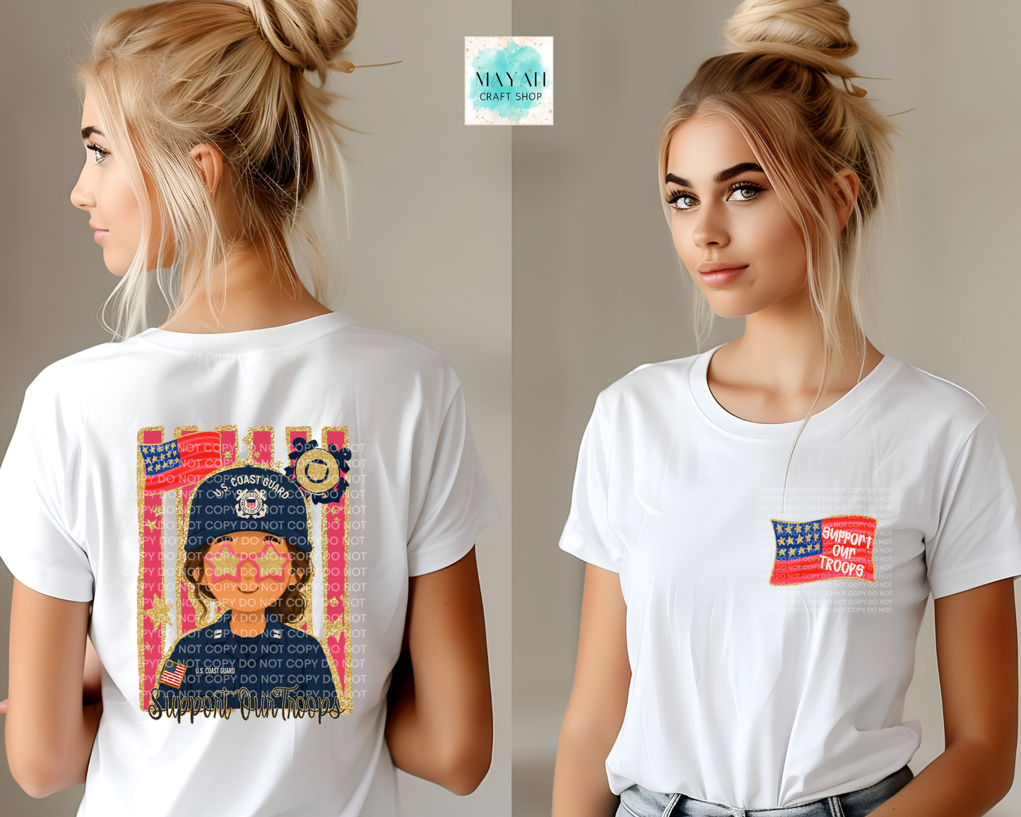 Support our troops shirt w/ pocket design.