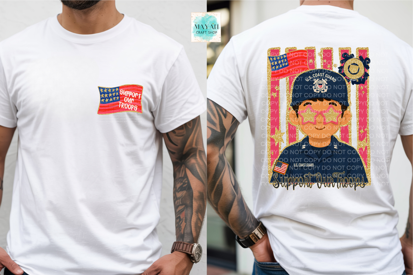 Support our troops shirt w/ pocket design.