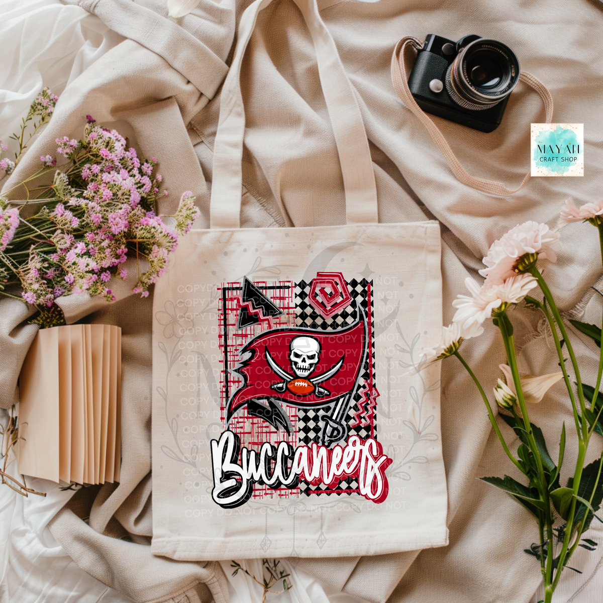 Tampa Bay football retro tote bag.