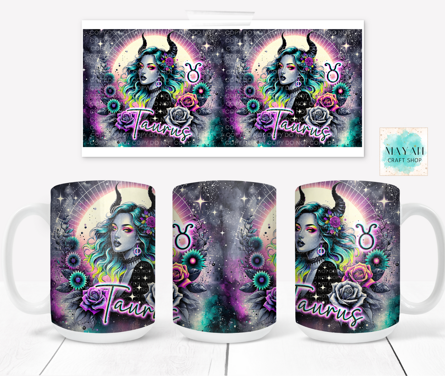 Taurus coffee mug. -Mayan Craft Shop