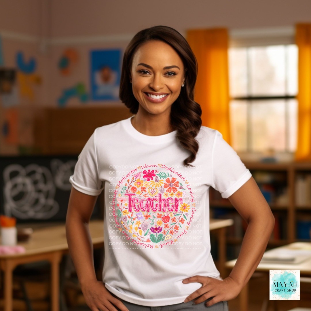 Teacher meaning white shirt. -Mayan Craft Shop