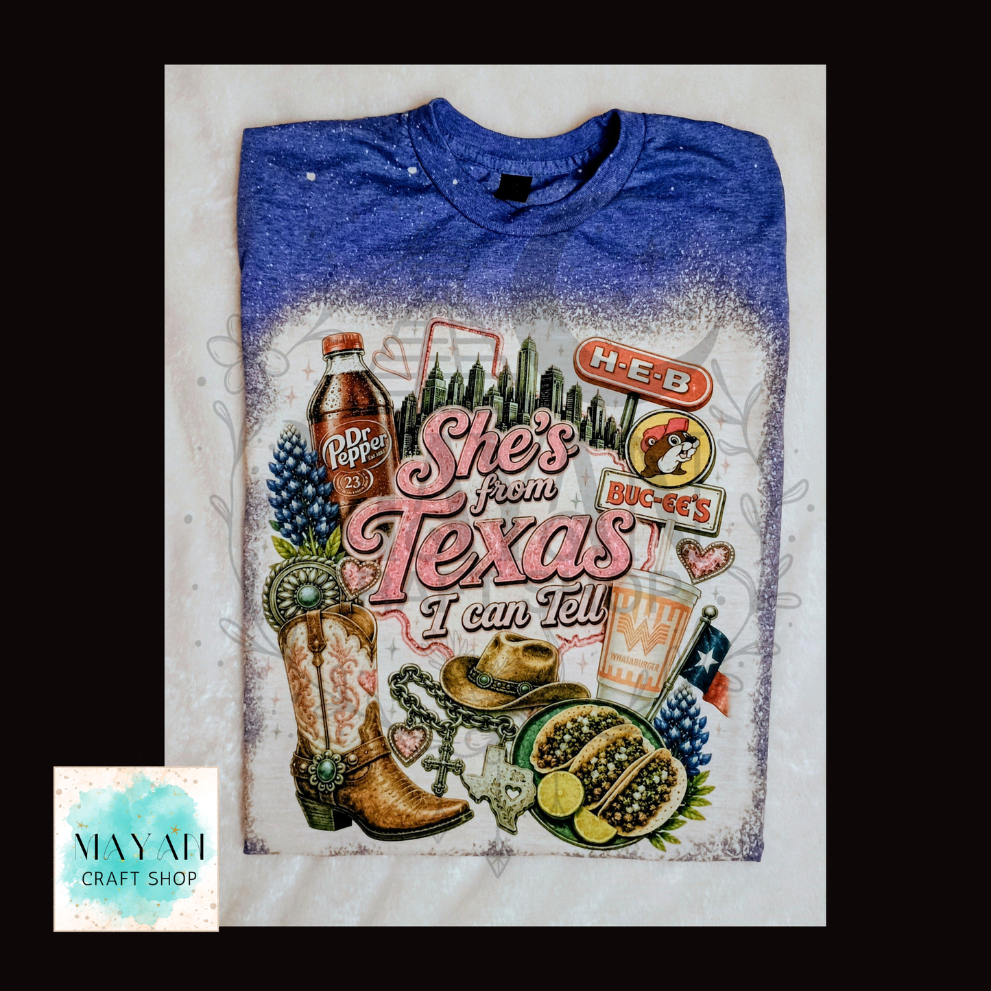 She's From Texas Bleached Shirt - Mayan Craft Shop