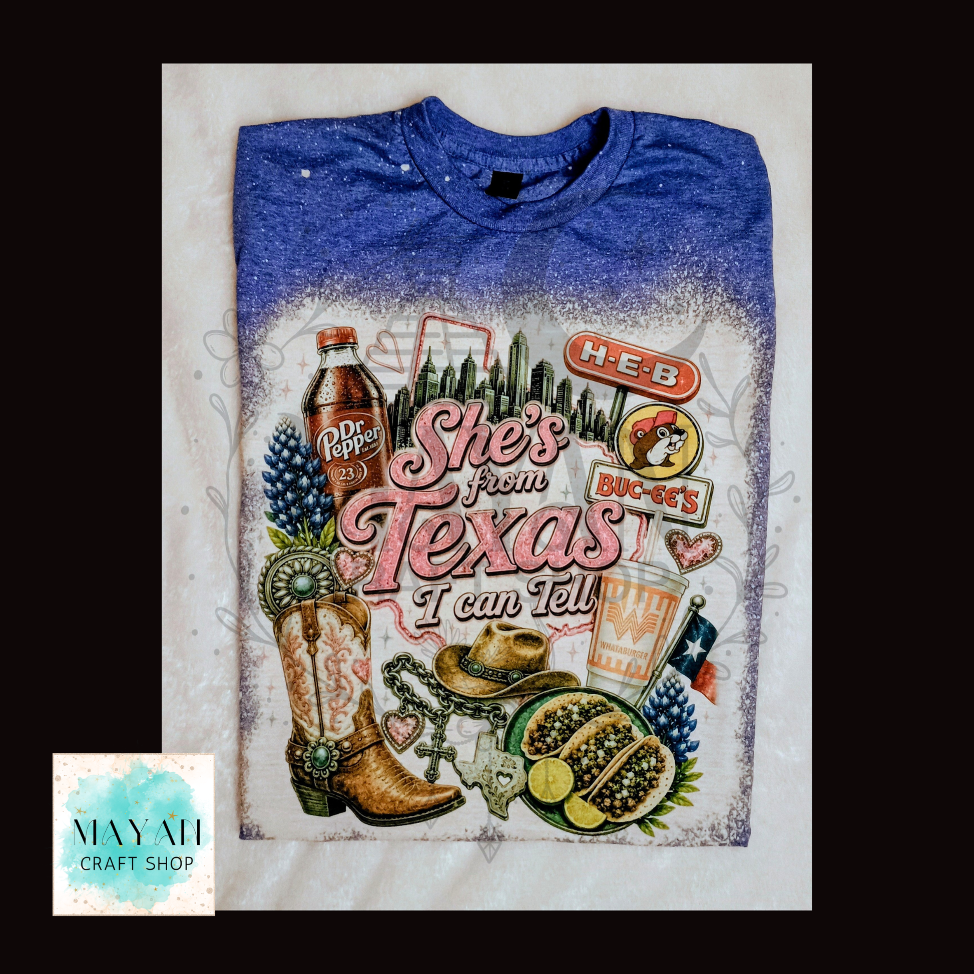 She's From Texas Bleached Shirt - Mayan Craft Shop