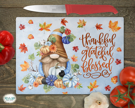 Thankful gnomes cutting board. -Mayan Sub Shop