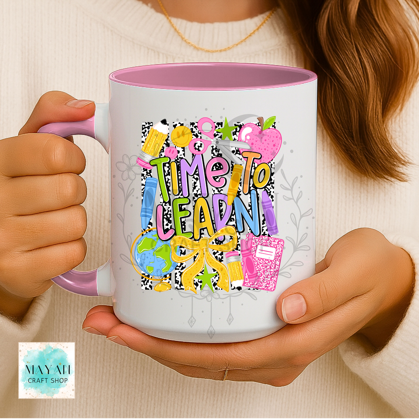 Time to learn light pink mug.
