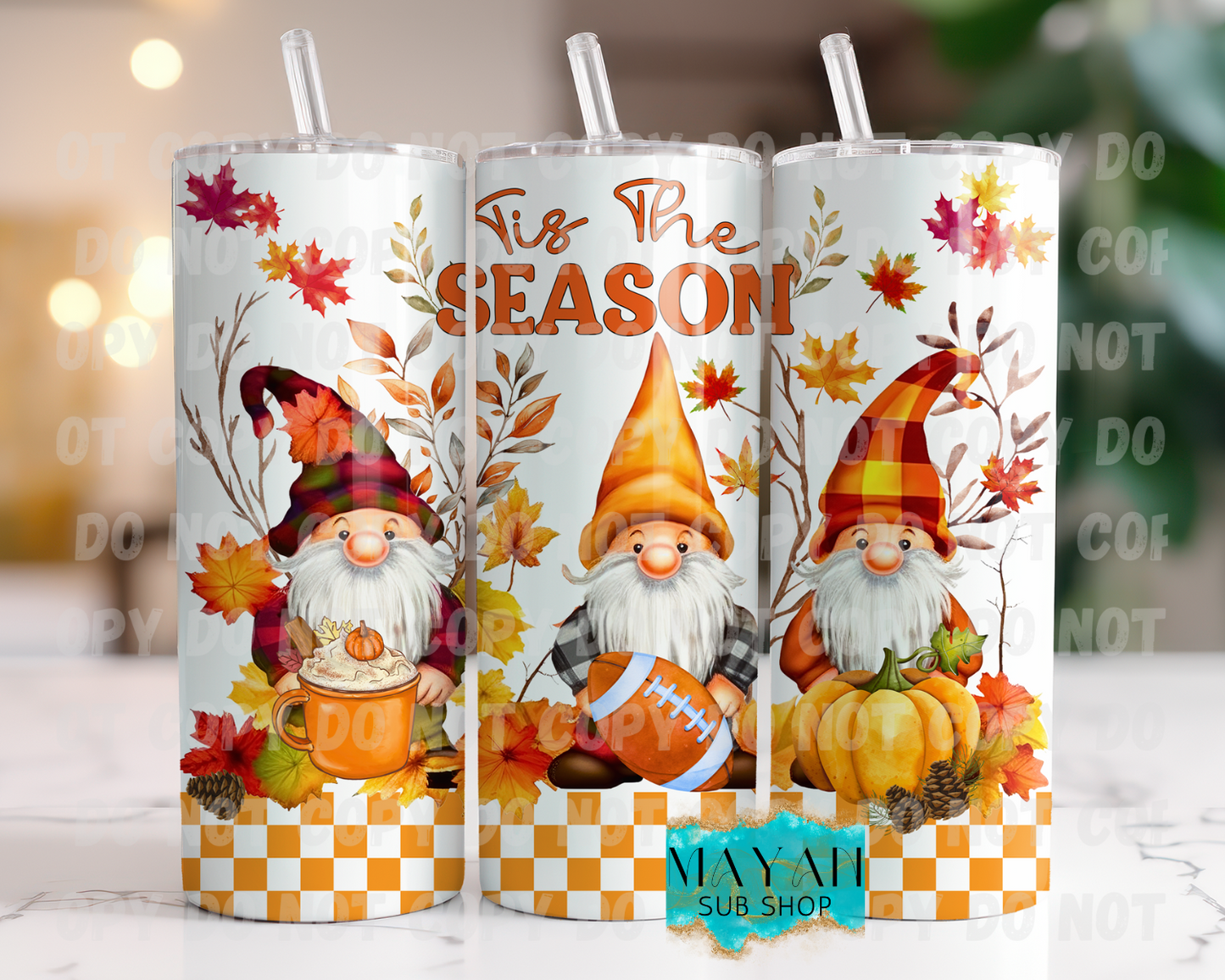 Fall Gnomes tumbler. -Mayan Sub Shop