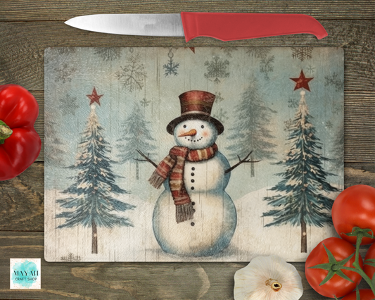 Vintage snowmen cutting board. -Mayan Craft Shop