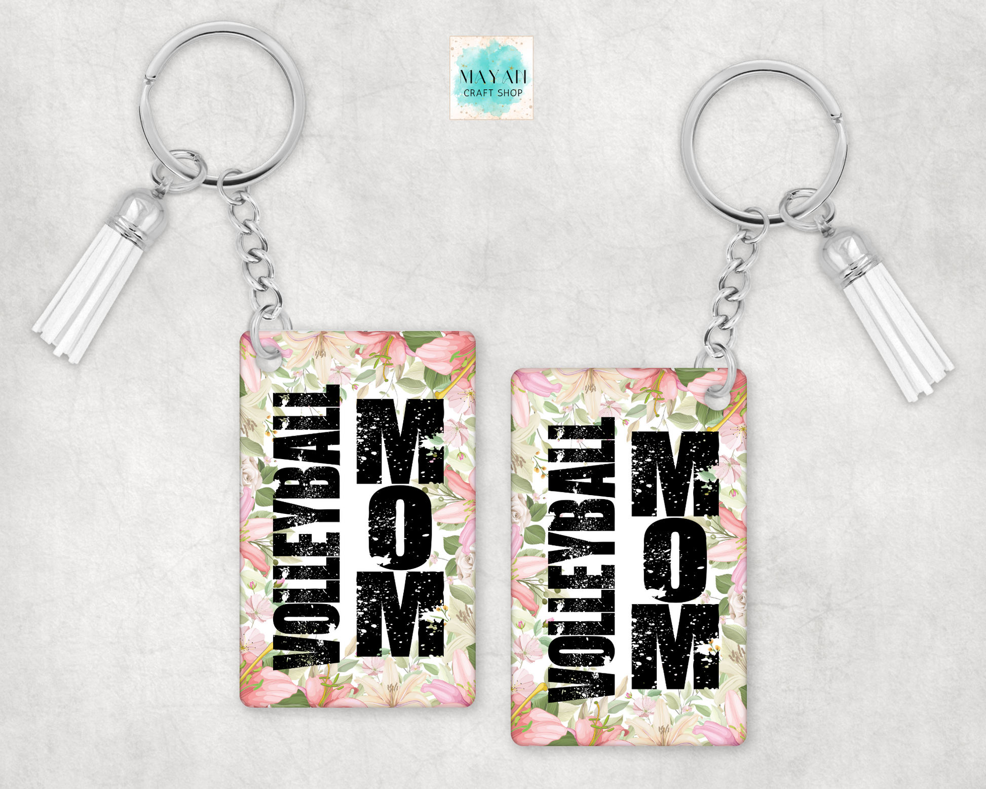 Volleyball mom keychain. -Mayan Craft Shop