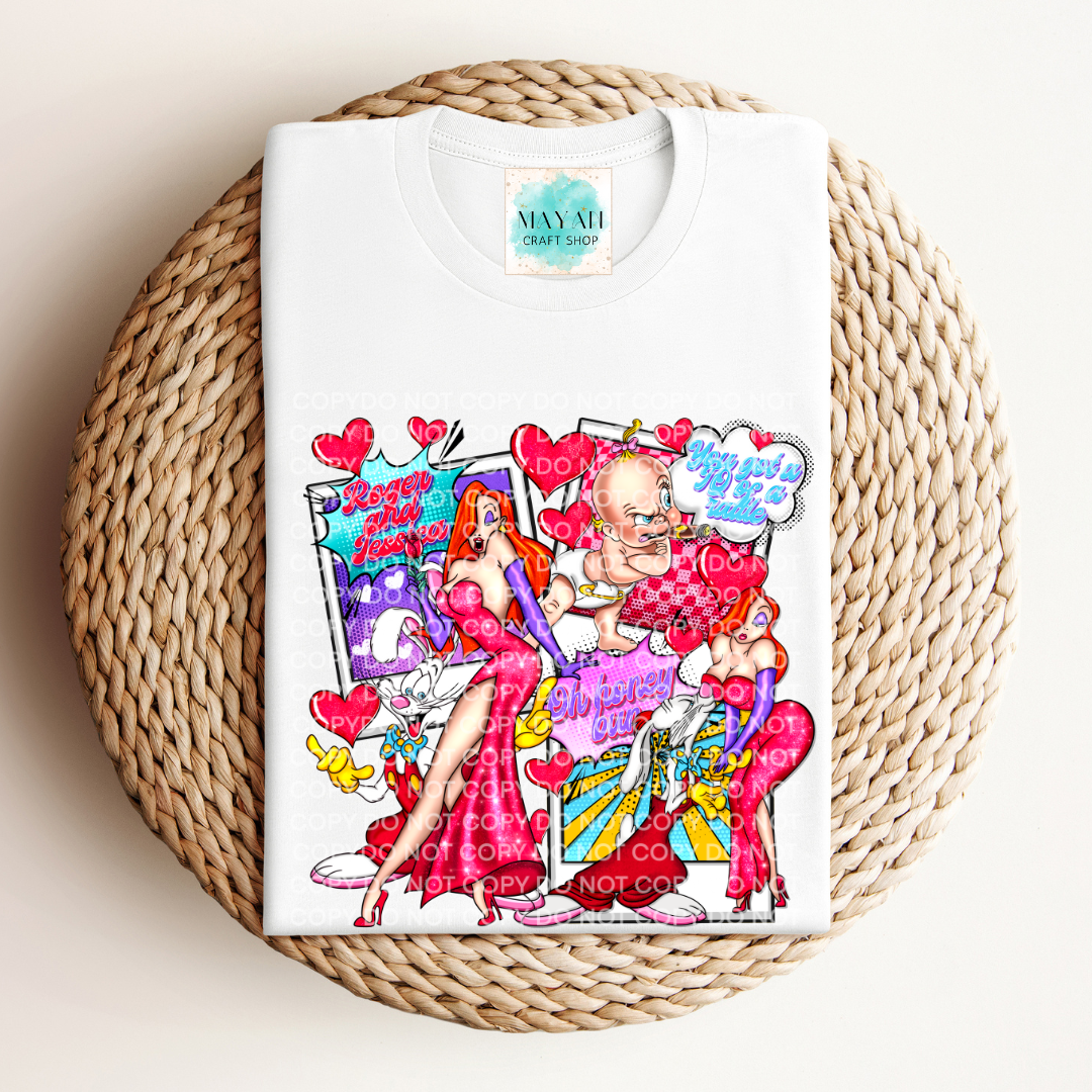 Toon love white shirt. -Mayan Craft Shop