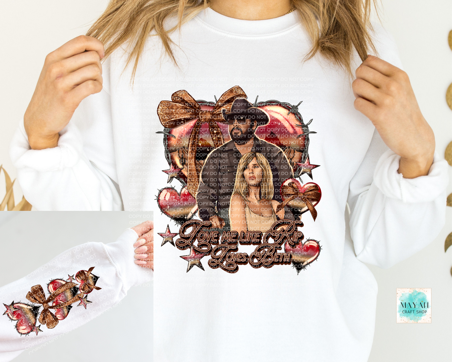 Western love white sweatshirt. -Mayan Craft Shop